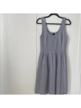 Banana Republic Size 6 Navy White Striped Sleeveless Mini Dress Fit & Flare